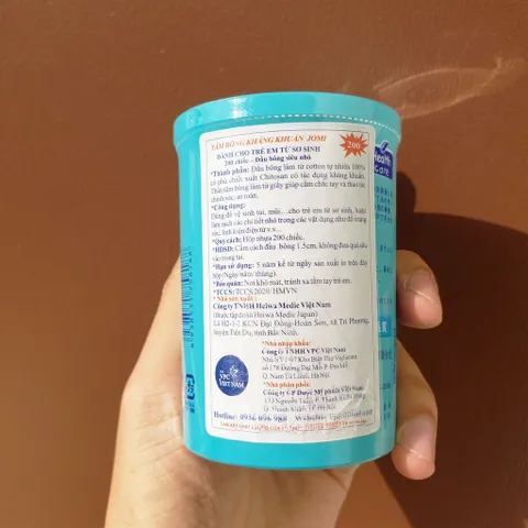 Bông Tăm Kháng Khuẩn JOMI Nhật Bản - Bông Ngoáy Tai Cotton 100% An Toàn Cho Trẻ Em - Hộp 200 Que Thân Giấy