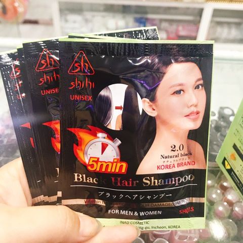Hộp 10 gói Dầu gội phủ bạc Shihi - Dầu gội đen tóc Hàn Quốc 300ml, Nhuộm màu nhanh chóng, dễ dàng, không hư tổn tóc