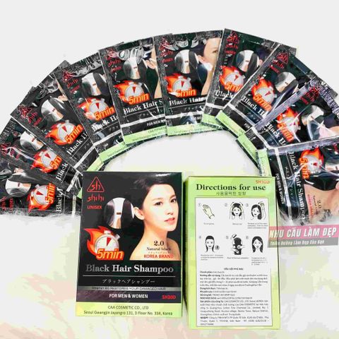 Hộp 10 gói Dầu gội phủ bạc Shihi - Dầu gội đen tóc Hàn Quốc 300ml, Nhuộm màu nhanh chóng, dễ dàng, không hư tổn tóc