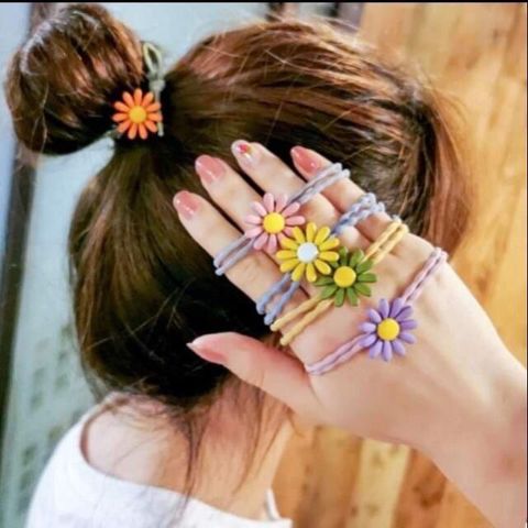 Dây Cột Tóc Hoa Cúc Nhiều Màu Hàn Quốc - Dây Buộc Tóc Đáng Yêu Cho Nữ, Quà Tặng Thời Trang Hot Trend