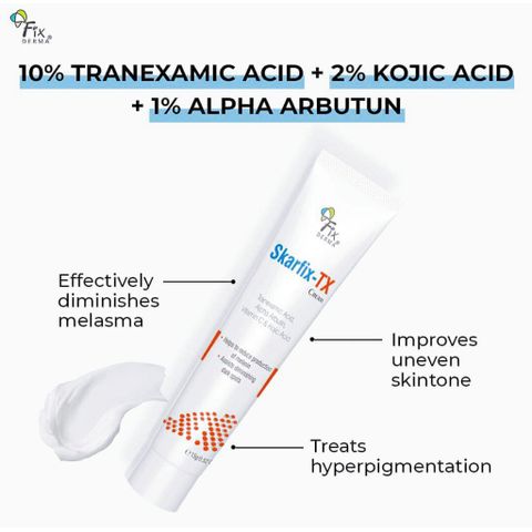 Kem mờ thâm nám Fixderma Skarfix-TX 15g - Giúp làm sáng da, giảm đốm đen, tàn nhang với Vitamin C và Kojic Acid