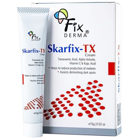 Kem mờ thâm nám Fixderma Skarfix-TX 15g - Giúp làm sáng da, giảm đốm đen, tàn nhang với Vitamin C và Kojic Acid