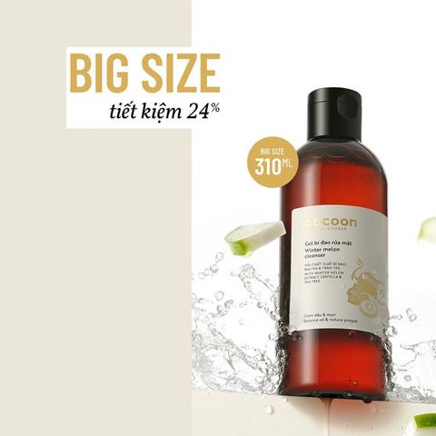 Gel Rửa Mặt Cocoon Bigsize 310ml - Giảm Mụn Sạch Sâu, Dưỡng Ẩm, Thông Thoáng Lỗ Chân Lông, Phù Hợp Mọi Loại Da