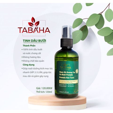 Xịt Mọc Tóc Tinh Dầu Vỏ Bưởi Tabaha 120ml - Giảm Rụng Tóc, Cung Cấp Dưỡng Chất Cho Tóc Khỏe Mạnh, Mềm Mượt