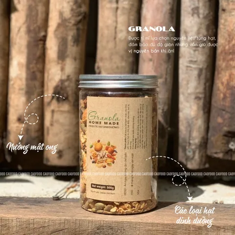 Ngũ Cốc Granola CAOFOOD Nướng Mật Ong - Hạt Dinh Dưỡng Giòn Ngon, Không Chất Bảo Quản - Thực Phẩm Healthy, Keto, Ăn Kiêng, Mẹ Bầu