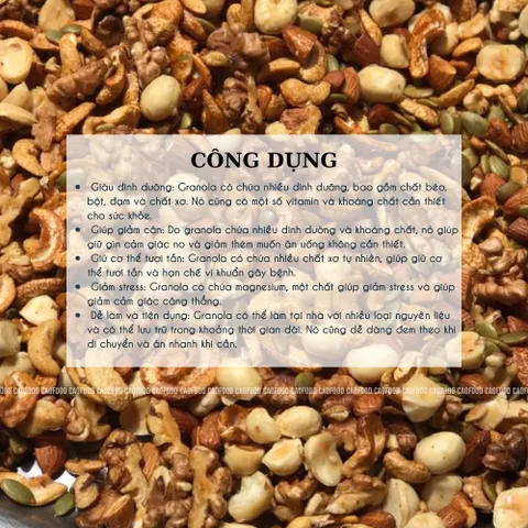 Ngũ Cốc Granola CAOFOOD Nướng Mật Ong - Hạt Dinh Dưỡng Giòn Ngon, Không Chất Bảo Quản - Thực Phẩm Healthy, Keto, Ăn Kiêng, Mẹ Bầu