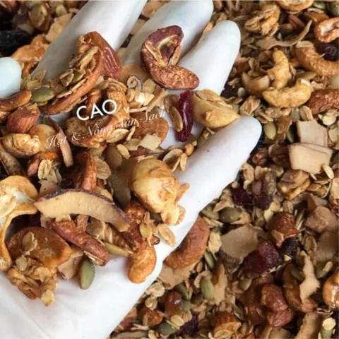 Ngũ Cốc Granola CAOFOOD Nướng Mật Ong - Hạt Dinh Dưỡng Giòn Ngon, Không Chất Bảo Quản - Thực Phẩm Healthy, Keto, Ăn Kiêng, Mẹ Bầu