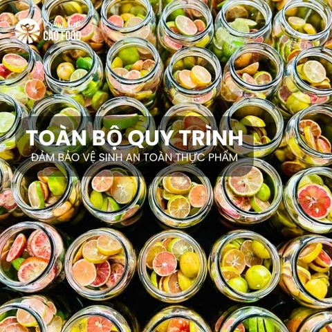 Chanh Đào Ngâm Mật Ong Đường Phèn CAOFOOD 1L - Giảm Ho, Tăng Cường Sức Đề Kháng, Thức Uống Dinh Dưỡng, Hương Vị Thơm Ngon, Nguyên Chất 100%