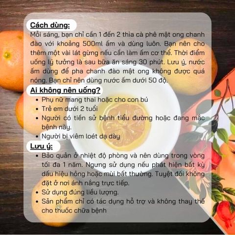 Chanh Đào Ngâm Mật Ong Đường Phèn CAOFOOD 1L - Giảm Ho, Tăng Cường Sức Đề Kháng, Thức Uống Dinh Dưỡng, Hương Vị Thơm Ngon, Nguyên Chất 100%