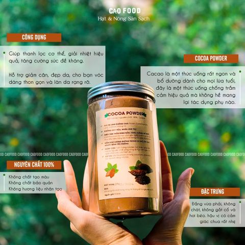 Bột Cacao Đắk Lắk Nguyên Chất CAO Food 100% Tự Nhiên - Hương Vị Đậm Đà, Giàu Dinh Dưỡng, Dễ Pha Chế
