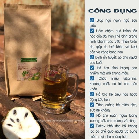 Trà Mãng Cầu Xiêm CAOFOOD 100% Tự Nhiên - Thảo Dược Hỗ Trợ Giấc Ngủ và Tăng Cường Sức Khỏe - Thơm Ngon, Dễ Uống, Trà Việt Nam
