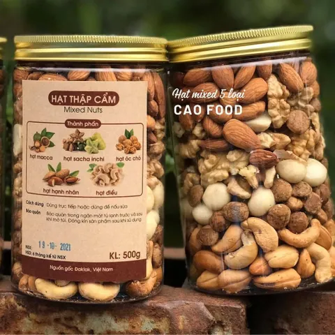 Hạt Thập Cẩm Dinh Dưỡng CAO Food 500g - Hỗn Hợp Hạt Macca, Hạnh Nhân, Óc Chó, Hạt Điều, Bí Xanh - Snack Giàu Dinh Dưỡng Tươi Ngon