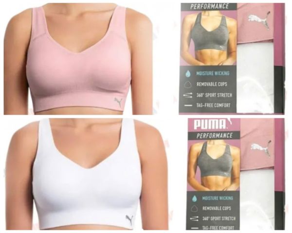 Set 2 Áo Bra Thể Thao Puma Màu Trắng Hồng Cho Nữ - Hỗ Trợ Tập Gym, Yoga, Chất Liệu Thấm Hút Mồ Hôi, Thiết Kế Hiện Đại, Chính Hãng Mỹ