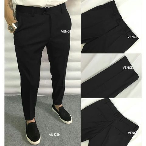 Quần Tây Nam Đen Chất Vải Tuyết Mưa - Ống Côn Co Giãn, Dáng Ôm Body, Nhiều Kích Cỡ - Thời Trang Nam Cao Cấp