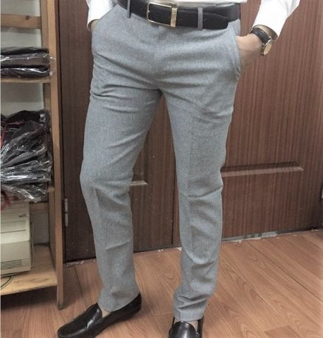 Quần Tây Nam Dáng Ôm Kiểu Hàn Quốc Trắng Tiêu - Chất Liệu Cotton Co Giãn, Không Nhăn, Sang Trọng, Thời Trang Công Sở