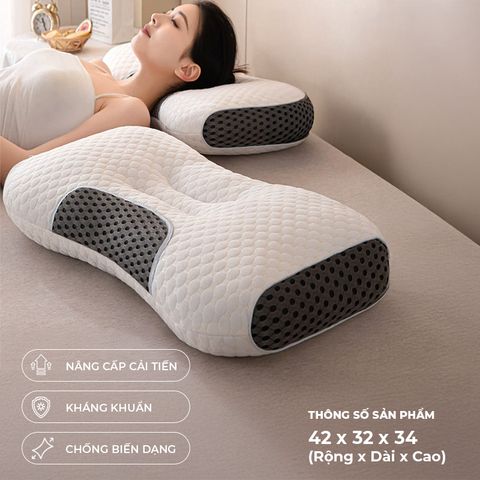 Gối Công Thái Học Chống Đau Vai Gáy - Gối Chống Trào Ngược Thiết Kế Đặc Biệt, Thoáng Khí Êm Ái Dễ Chịu ISUNI