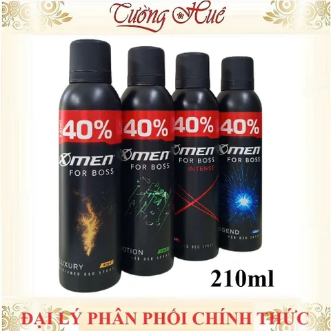 Xịt Khử Mùi Nam X-Men For Boss 210ml - Khử Mùi Hiệu Quả, Lựa Chọn Đa Dạng Hương Thơm Sang Trọng và Năng Động cho Phái Mạnh