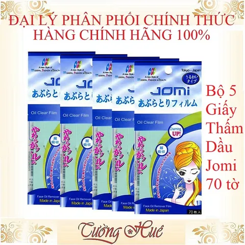Giấy Thấm Dầu Jomi Oil Clear Film Nhật Bản - Bộ 5 Gói, 70 Tờ Hút Dầu Siêu Thấm Cho Da Dầu, Giảm Viêm Ngăn Mụn