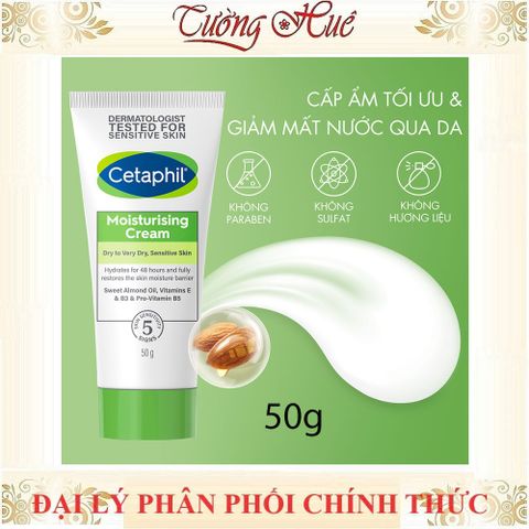 Kem Dưỡng Ẩm Cetaphil Moisturising Cream 50g - Dành Cho Da Khô và Nhạy Cảm, Giữ Ẩm Và Bảo Vệ Da Toàn Diện