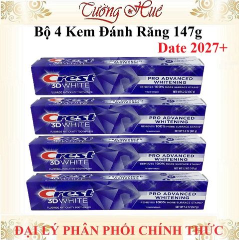 Bộ 4 Kem Đánh Răng Crest 3D White Advanced Triple Whitening - 147g x4