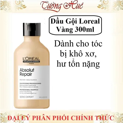 Dầu Gội Chăm Sóc Tóc Hư Tổn L'ORÉAL Serie Expert Absolut Repair 300ml - Phục Hồi Tóc Hư Tổn Với Hạt Quinoa và Protein, Được Yêu Thích Tại Salon