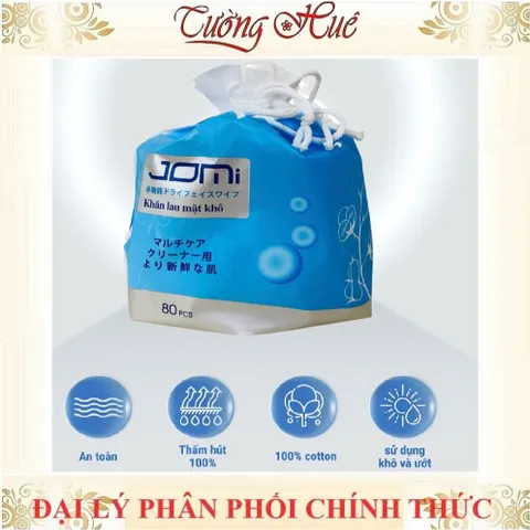 Khăn Lau Mặt Khô Jomi 80 Tờ - Bông Tẩy Trang Nhật Bản 15cm x 20cm - Sản Phẩm Đa Năng Dành Cho Da Nhạy Cảm
