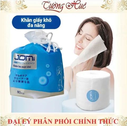 Khăn Lau Mặt Khô Jomi 80 Tờ - Bông Tẩy Trang Nhật Bản 15cm x 20cm - Sản Phẩm Đa Năng Dành Cho Da Nhạy Cảm