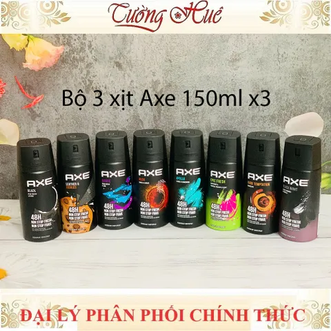 Bộ 3 Xịt Khử Mùi Axe Bodyspray Nam Giới - Mùi Ngẫu Nhiên 150ml, Ngăn Mùi Hiệu Quả, Độ Bền Lâu Dài, Thiết Kế Thời Trang