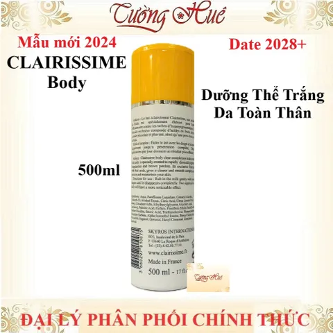 Sữa Dưỡng Thể Trắng Da Toàn Thân CLAIRISSIME - 500ml, Dưỡng ẩm, Làm Trắng, Có AHA, Phù Hợp Mọi Loại Da, Hương Thơm Nhẹ Nhàng
