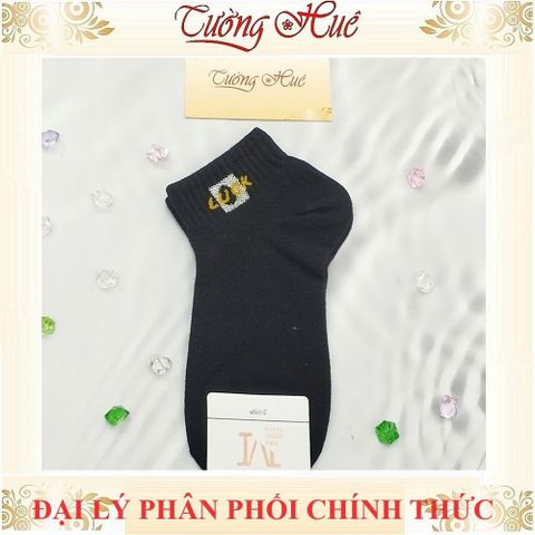 Vớ Cổ Ngắn Meiming Thêu Chữ Luck Nhiều Màu - Tất Thoáng Khí, Co Giãn Tốt, Thời Trang Cho Nam, Size Free