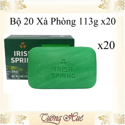 Bộ 20 Bánh Xà Phòng Irish Spring - 113g - Xà Bông Làm Sạch Cơ Thể, Giữ Ẩm, Hương Thơm Tươi Mát, Phòng Ngừa Vi Khuẩn