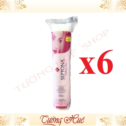 Bộ 6 Bông Tẩy Trang SEPTONA Cotton Care 120 Round Pads - 120 Miếng x 6.