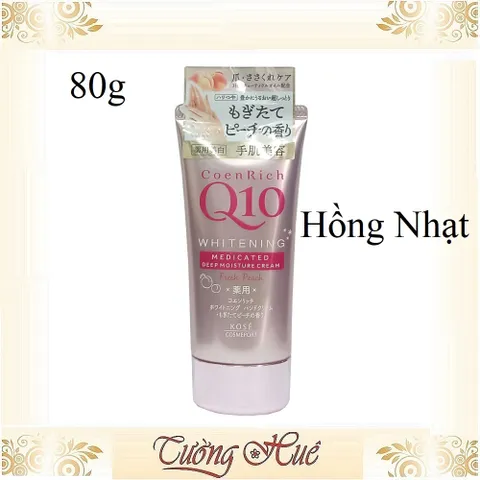 Kem Dưỡng Da Tay Kosé CoenRich Q10 WHITENING Medicated - Hồng Nhạt - 80g