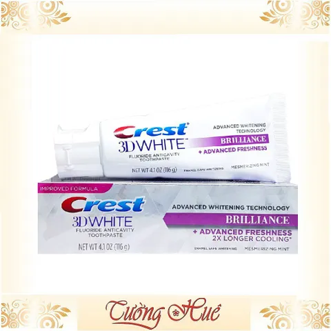 Kem đánh răng Crest 3D Briliance + Advanced Freshness 2x Longer Cooling - 116g