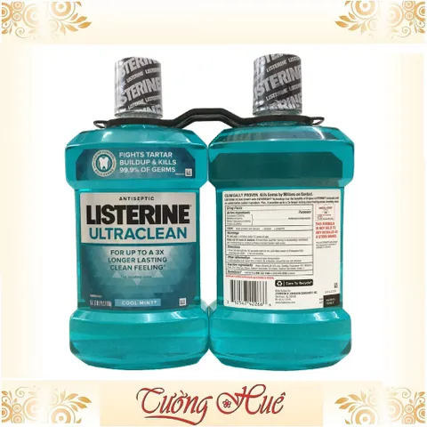 Bộ 2 Nước súc miệng Listerine Ultraclean Cool Mint For Up To A 3X Longer Lasting Clean Feeling - 1.5L x2