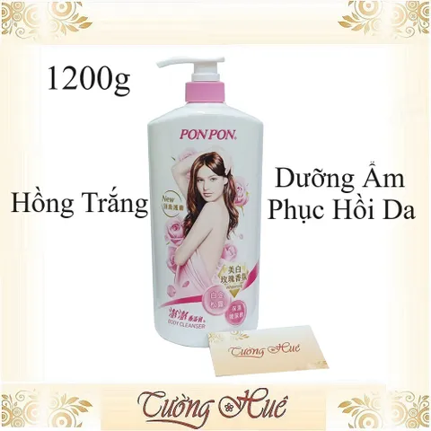 Sữa tắm dưỡng ẩm, phục hồi da Pon Pon Đài Loan Body Cleanser - 1200g - Hồng Trắng
