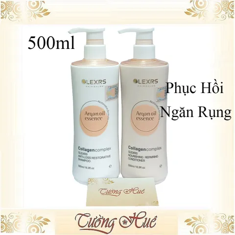 Cặp Gội Xả Olexrs HairSalon Phục Hồi Ngăn Rụng - Collagen Complex Shampoo & Conditioner 500ml cho Tóc Mềm Mượt, Khỏe Đẹp