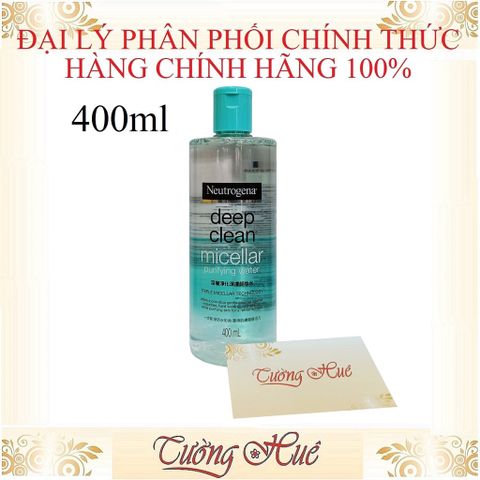 Nước Tẩy Trang Neutrogena Deep Clean Micellar Purifying Water 400ml - Làm Sạch Sâu, Phù Hợp Với Da Nhạy Cảm, Công Nghệ Triple Micellar