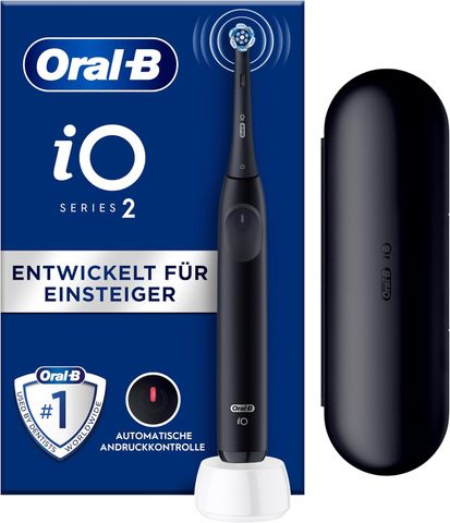 Bàn chải đánh răng điện Oral-B iO Series 2 màu đen có hộp đựng - Làm sạch hiệu quả, công nghệ cảm biến áp suất, pin lâu dài
