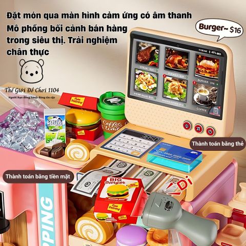 Quầy Bán Hàng Thông Minh 2 Mặt Cho Bé - Đồ Chơi Nấu Ăn 62 Chi Tiết Có Màn Hình Cảm Ứng, Âm Thanh, Ánh Sáng - Giáo Dục Sáng Tạo