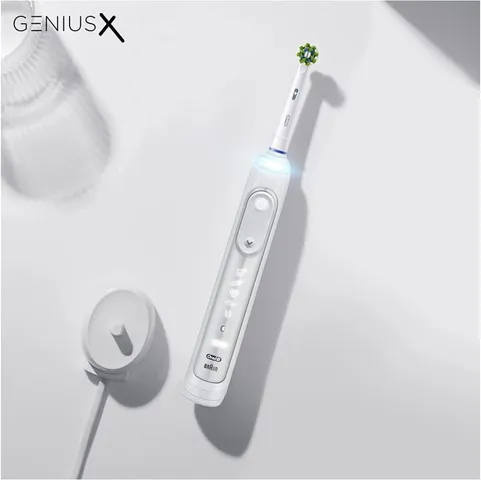 Bàn Chải Đánh Răng Điện Oral-B GENIUS X White - Công Nghệ AI, 6 Chế Độ, Hộp Đựng Du Lịch Sành Điệu, Bảo Vệ Nướu