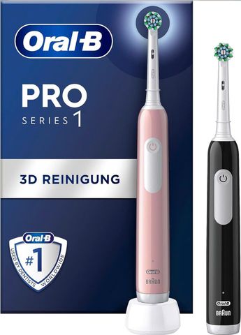 Bộ 2 Bàn Chải Đánh Răng Điện Oral-B Pro Series 1 Màu Đen & Hồng - Chăm Sóc Răng Miệng Hiệu Quả, Công Nghệ 3in1