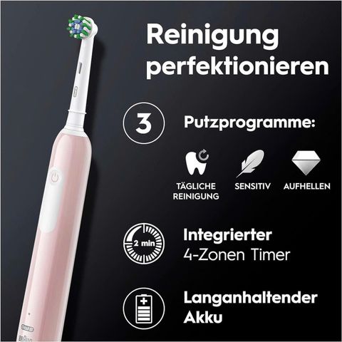 Bộ 2 Bàn Chải Đánh Răng Điện Oral-B Pro Series 1 Màu Đen & Hồng - Chăm Sóc Răng Miệng Hiệu Quả, Công Nghệ 3in1