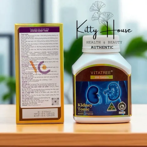 Viên Uống Hỗ Trợ Thận Vitatree Kidney Tonic 100 Viên - Bổ Thận, Tăng Cường Chức Năng Thận Hàng Nhập Khẩu Úc