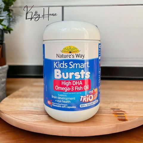 Viên uống DHA Omega-3 cho trẻ em Nature’s Way Kids Smart - Viên nhai hình con cá vị trái cây 50 viên, 60 viên, 180 viên