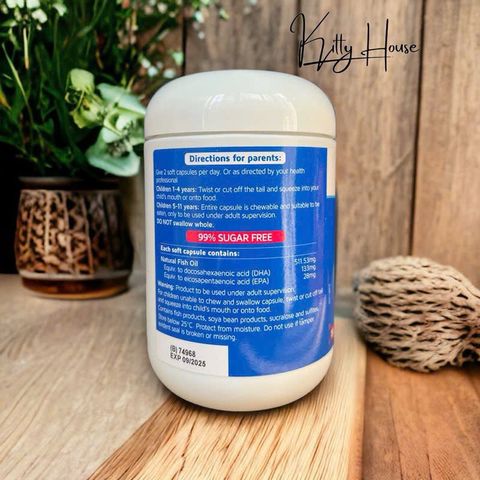 Viên uống DHA Omega-3 cho trẻ em Nature’s Way Kids Smart - Viên nhai hình con cá vị trái cây 50 viên, 60 viên, 180 viên