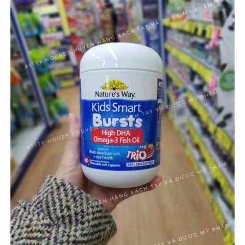 Viên uống DHA Omega-3 cho trẻ em Nature’s Way Kids Smart - Viên nhai hình con cá vị trái cây 50 viên, 60 viên, 180 viên