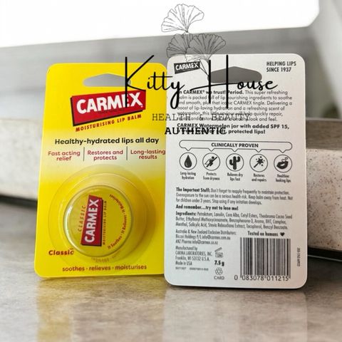 Son Dưỡng Môi Carmex Bạc Hà 7.5g - Giúp Môi Mềm Mại, Khô Nẻ, Tươi Mát - Thương Hiệu Dưỡng Môi Nổi Tiếng Từ 1937
