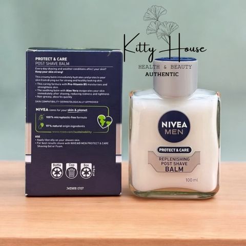 Dưỡng Da Sau Cạo Râu Nivea Men After Shave Balsam Protect & Care 100ml - Giúp Làm Dịu, Cấp Ẩm và Ngăn Ngừa Kích Ứng Da