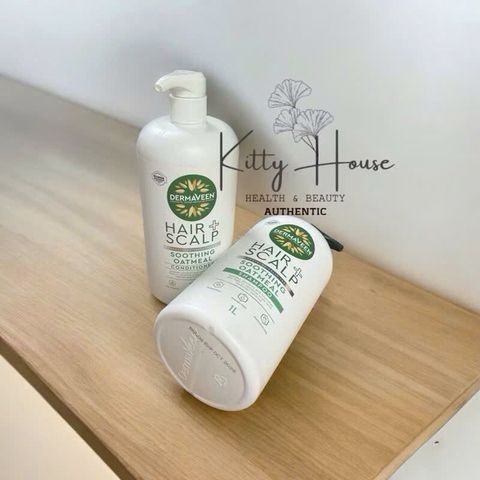 Dầu Gội và Dầu Xả DermaVeen Bột Yến Mạch 1L - Giải Quyết Da Đầu Khô, Ngứa và Gàu, Không Chứa Paraben